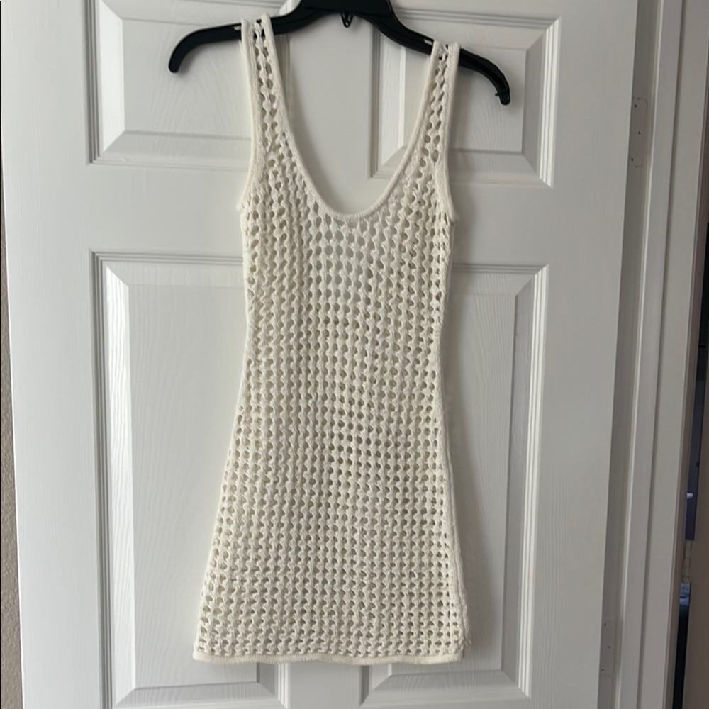 White Crochet Sleeveless coverup dress